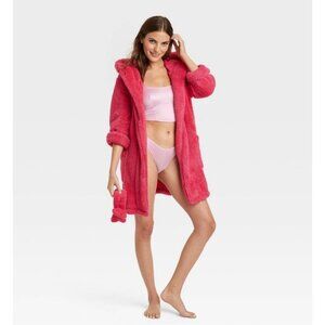 Colsie Women's 2pc Cozy Robe and Headband Set Pink Size M/L